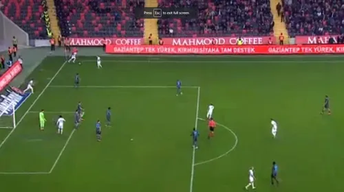 A gândit-o Marius Șumudică? Românul a privit din tribune faza zilei din Turcia! Golul genial prin care Gaziantep a remizat dramatic cu Trabzonspor | VIDEO