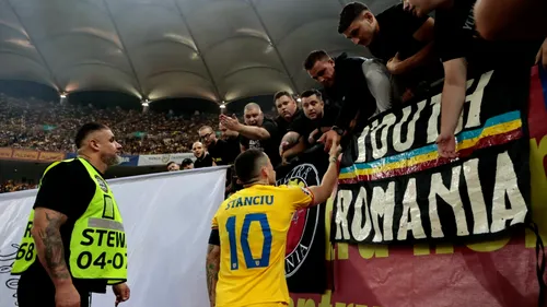 Scene halucinante pe Arena Națională: huliganii de la Uniți sub Tricolor au afișat un banner împotriva statului Kosovo! Nici căpitanul României, Nicolae Stanciu, nu a putut să îi convingă pe ultrași să renunțe la mesaj