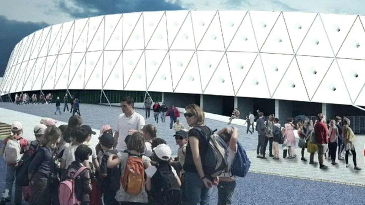 FOTO SPECTACULOS | Cum arată noul stadion din Târgu Jiu și când va fi gata. Sâmbătă, Victor Ponta și Liviu Dragnea au semnat contractul cu firma care va construi arena