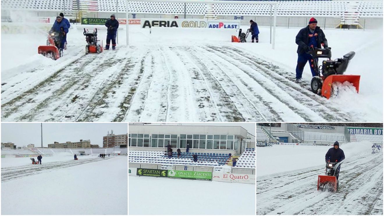 La Iași s-a amânat meciul, la Botoșani se poate juca, deși condițiile sunt asemănătoare. "Iarna nu-i ca vara, asta este! Se joacă pe zăpadă, pe noroi" | GALERIE FOTO