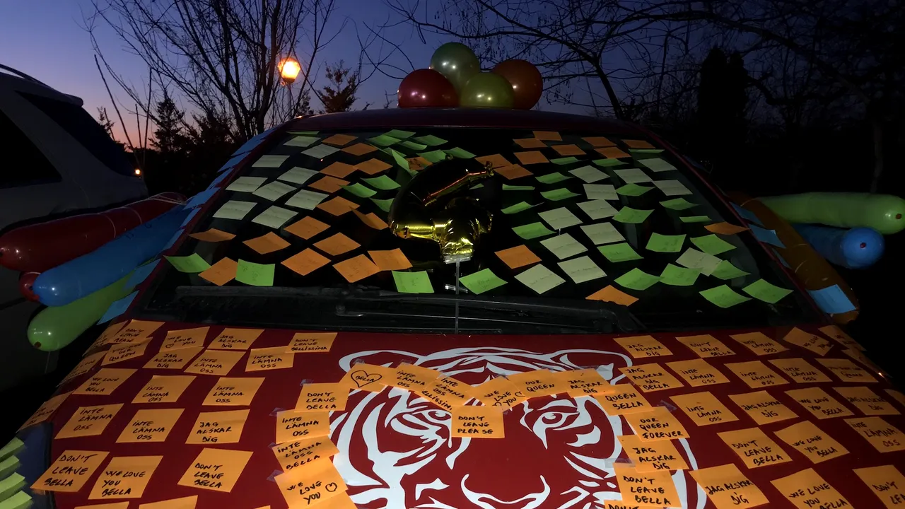Surpriză uriașă pentru Bella Gullden! Fanii CSM București i-au decorat mașina cu baloane și mesaje de dragoste, astfel încât să o convingă să nu plece din vară la Brest