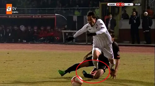 VIDEO – Accidentare înfiorătoare pentru un jucător al lui Galatasaray! Și-a rupt singur piciorul, iar arbitrul i-a acordat cartonașul galben