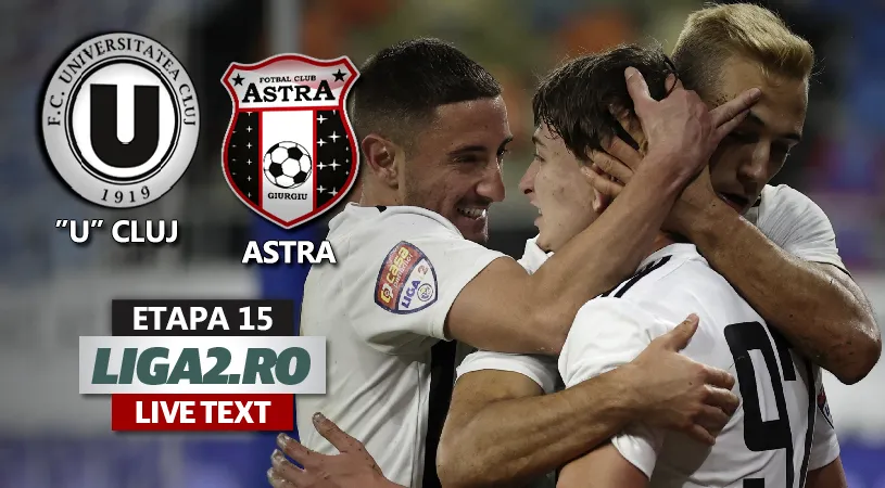 Astra produce șocul pe Cluj Arena și învinge invincibila de până acum ”U” Cluj! Echipa lui Stîngă n-a primit două penalty-uri în prima repriză, însă s-a ales cu unul controversat în partea a doua, cel care a decis meciul