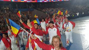 VIDEO | Sportivii tricolori au făcut show la Minsk, la festivitatea de deschidere a Jocurilor Europene. Explozie de bucurie după victoria în fața Angliei și mesajul superb transmis pentru naționala lui Rădoi 