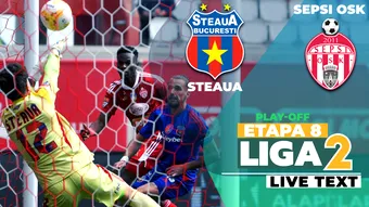 Steaua – Sepsi OSK începe la ora 19:00 și închide etapa a 8-a a play-off-ului Ligii 2. ”Militarii” sărbătoresc 40 de ani de la câștigarea Cupei Campionilor Europeni, covăsnenii au nevoie de victorie pentru a-și ușura promovarea în prima ligă