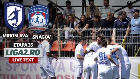 Final electrizant de meci între Știința Miroslava și Sportul Snagov, cu patru goluri date în 20 de minute.** Ieșenii au condus de două ori, însă nu s-au ales cu niciun punct