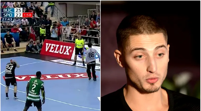 FOTO | El e Gicu Grozav de la handbal. Nicușor Negru l-a imitat pe fotbalist într-un moment în care Dinamo încă mai putea întoarce soarta meciului cu Sporting. Cum a executat un 7 metri