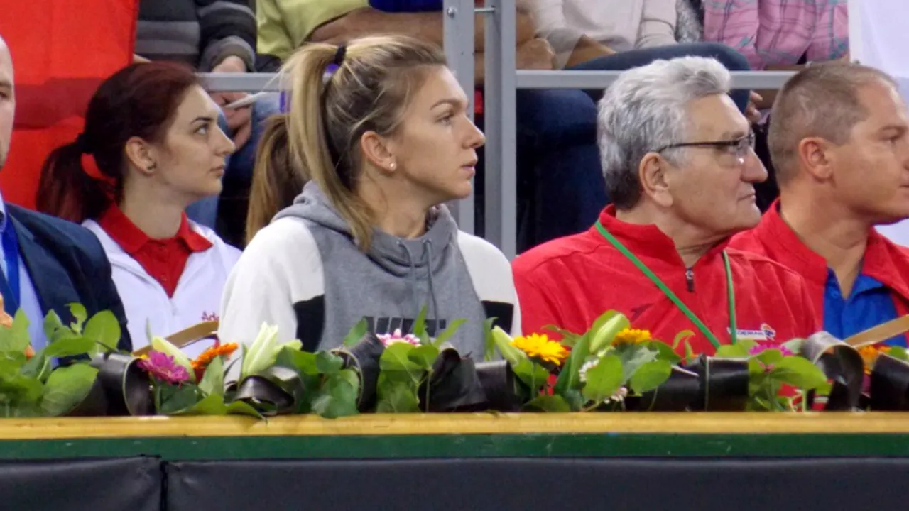 Imagini care exprimă mai mult decât cuvintele. Simona Halep, protagonista unui moment savuros petrecut în tribune la Fed Cup: 