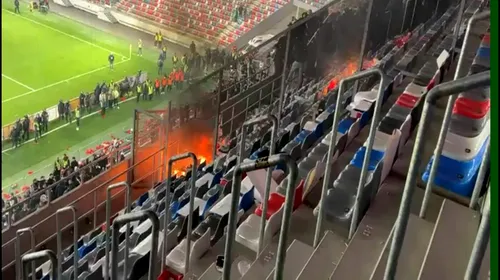 Stadionul din Ghencea, la un pas de un incendiu uriaș! Ultrașii din PCH au dat foc scaunelor din peluza oaspeților după CSA Steaua – Dinamo | VIDEO
