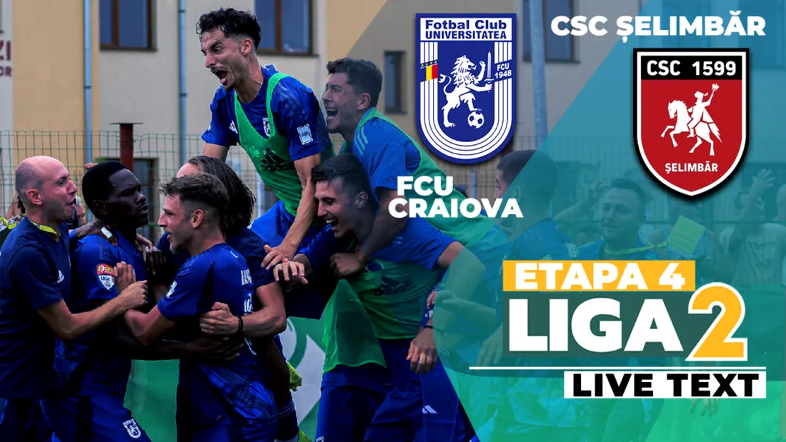 FCU Craiova face primul pas greșit acasă, contra CSC Șelimbăr. Două goluri aproape trase la indigo au decis meciul din debutul rundei a 4-a a Ligii 2