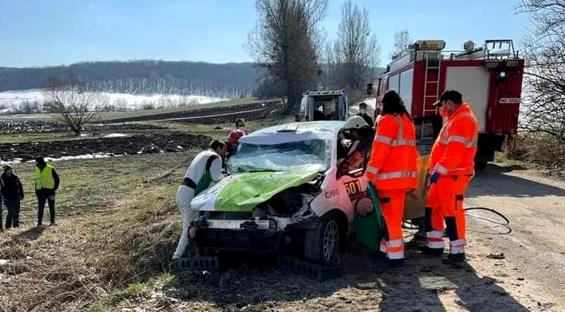 Accident teribil în Raliul Brașovului! În ce stare e copilotul, după ce a ajuns de urgență la spital | FOTO