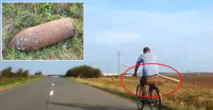 O bombă a fost găsită de un arădean pe un câmp și a dus-o acasă cu bicicleta