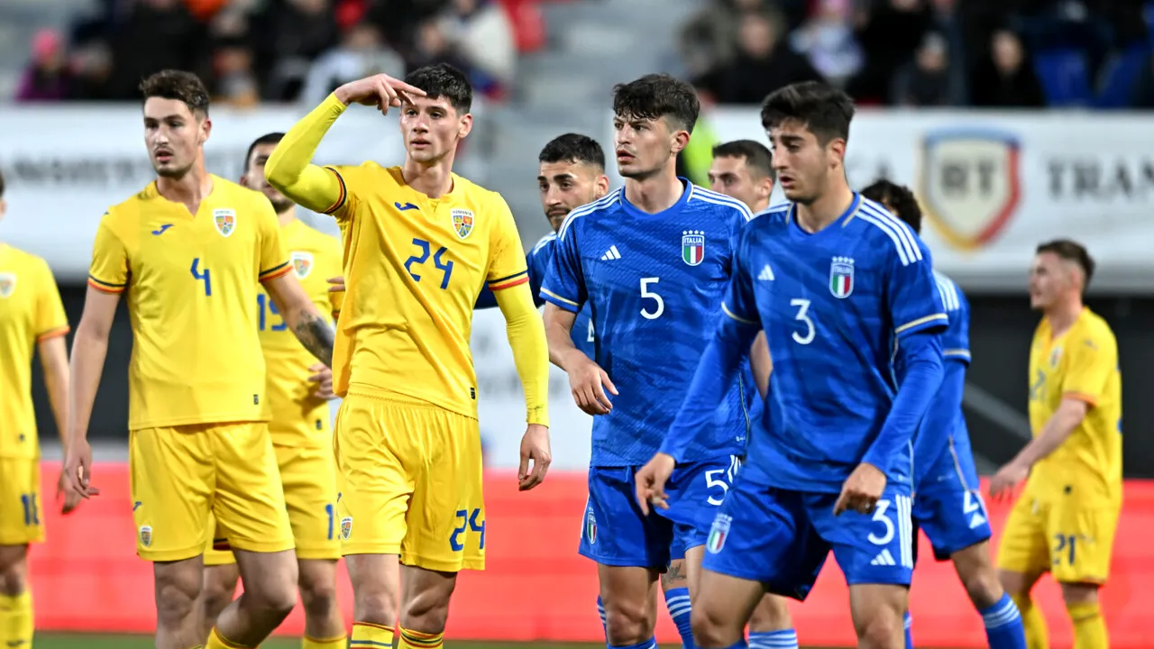 România U20 - Italia U20 0-0. Fotbaliștii lui Costin Curelea au remizat împotriva unui adversar foarte puternic