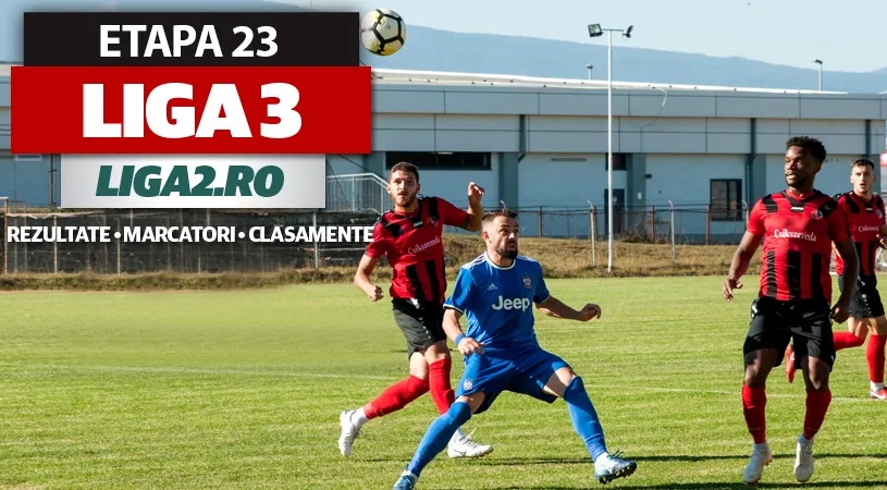 Csikszereda câștigă derby-ul cu liderul Recea și relansează lupta pentru Liga 2. Reșița urcă pe primul loc în Seria 4. Oțelul e de nerecunoscut. Turris pierde, echipa lui Mititelu profită!** Rezultatele și marcatorii etapei 23