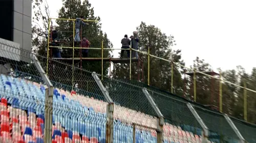 Măsuri extreme înainte de derby. FOTO – Conducerea Stelei a înălțat gardurile de la Peluza Sud