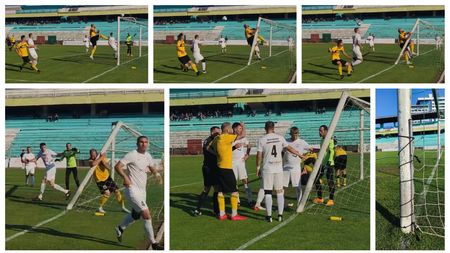 VIDEO viral | Momente incredibile pe Areni, în finala Cupei României. Atacantul a ratat întâlnirea cu mingea, însă nu și cu bara porții, pe care a rupt-o. Un fost atacant al Stelei, ajutat de reporter să ”repare” poarta