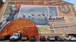 Zidul bucuriei sau cum păstrează ungurii eternă istoria fotbalistică a naționalei, în inima Budapestei! „Meciul secolului”, zugrăvit pe 1.000 de metri pătrați! VIDEO+FOTO EXCLUSIV