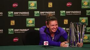 VIDEO | Moment extrem de amuzant după finala de la Indian Wells. Reacția lui Halep a stârnit hohote. Nici ea nu a putut să se abțină