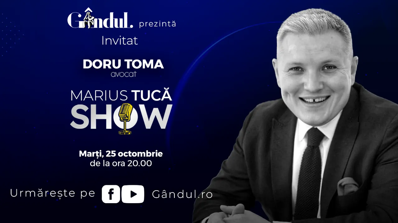 Marius Tucă Show începe marți, 25 octombrie, de la ora 20.00, live pe gândul.ro