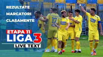 Etapa 11 din Liga 3 | 25 de partide sunt programate să se dispute astăzi. Flacăra Moreni are cele mai multe puncte acumulate și este una dintre cele șase echipe invincibile în acest sezon