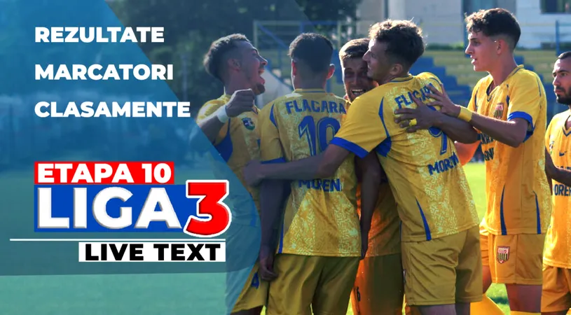 Etapa 10 Liga 3 | Ştiinţa Poli Timişoara s-a impus în derby-ul cu Unirea, la Alba Iulia. Scorul rundei aparține echipei din Clinceni. Dintre lideri s-a mai împiedicat și SCM Râmnicu Vâlcea