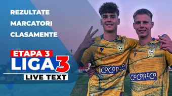 Etapa 3 Liga 3 | 20 de meciuri sunt programate să se dispute vineri. Doar 12 echipe mai au punctaj maxim după primele două runde și avem deja o primă formație exclusă din campionat!