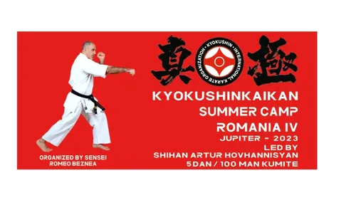 Shihan Artur Hovhannisyan - Instructor Honbu, 100 men kumite, 5 dan Karate Kyokushin - va conduce un stagiu de karate în România