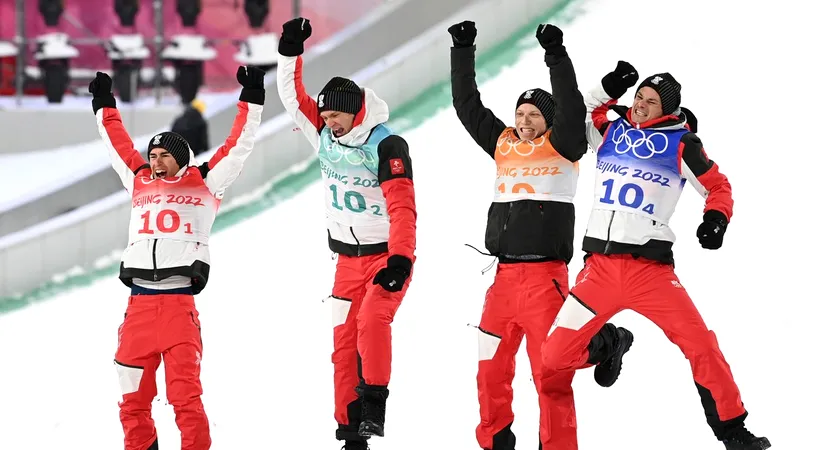 Austria, campioană olimpică la sărituri cu schiurile! Slovenia a ratat dramatic medalia de aur la Beijing