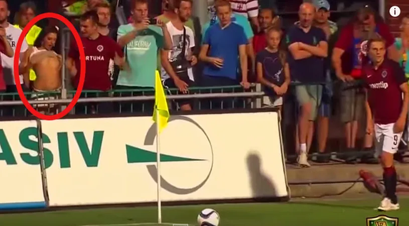 Cum se susține o echipă în Cehia :) Se pregătea să execute cornerul, iar o domnișoară din tribună a făcut asta. VIDEO