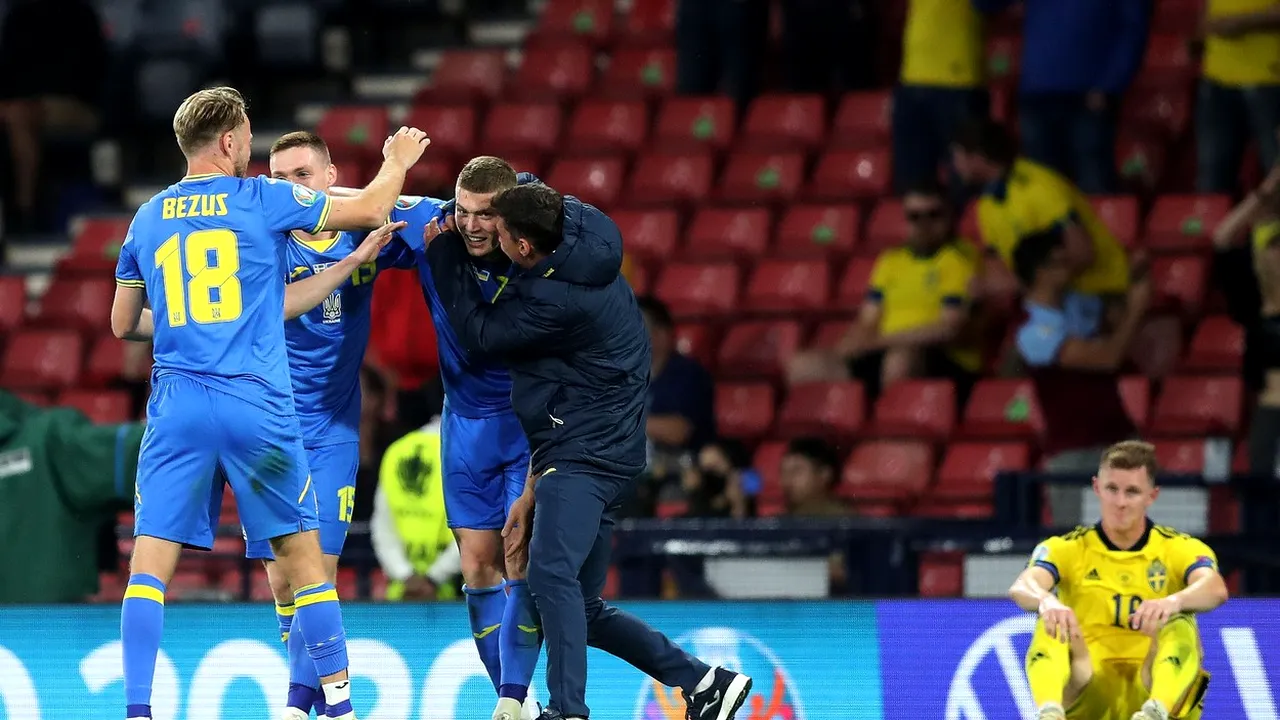 Suedia - Ucraina 1-2. Încă o surpriză mare la Euro 2020! Cum arată tabloul sferturilor de finală