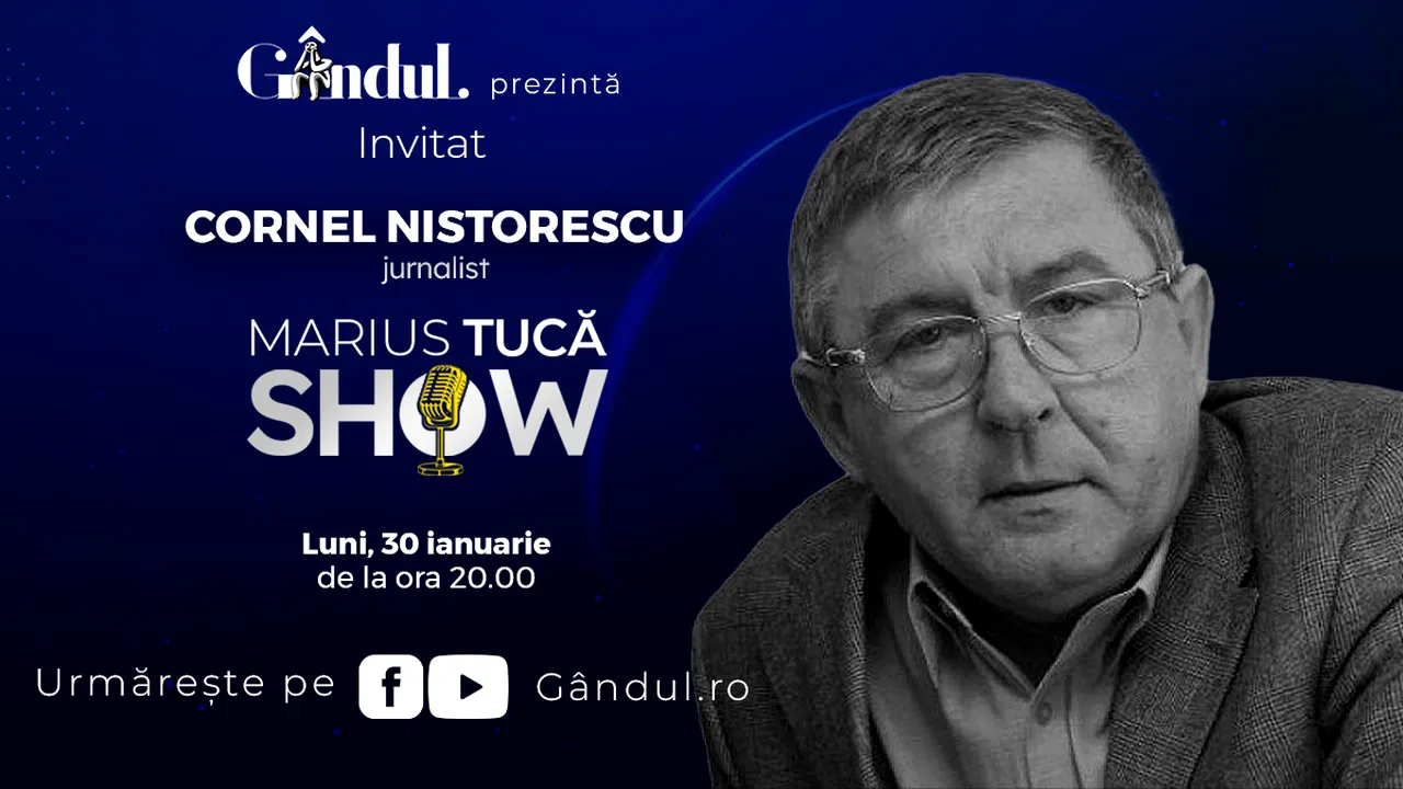 Marius Tucă Show începe luni, 30 ianuarie, de la ora 20.00, live pe gândul.ro