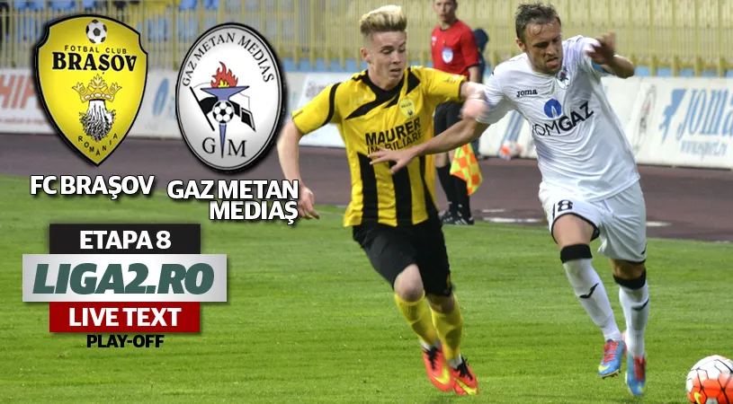 FC Brașov - Gaz Metan 0-1.** Gavra, din nou decisiv pentru medieșeni. Trupa lui Pustai de distanțează în play-off