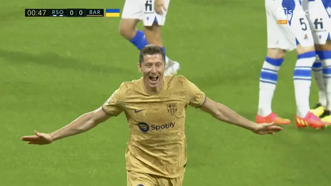 Robert Lewandowski, la înălțime și în tricoul Barcelonei! A marcat după 43 de secunde, izbutind apoi dubla chiar de ziua lui | VIDEO
