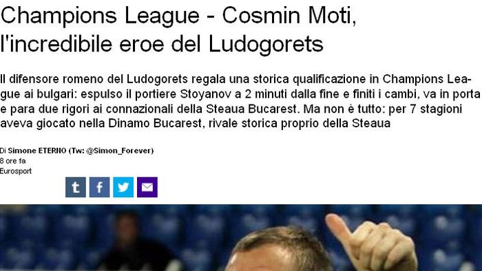 Cosmin Moți, erou și în presa din întreaga lume: "Și pentru toate acestea, noi, aici la Mirror Footbal, te salutăm pe tine, sir"