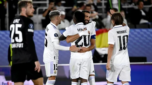 Real Madrid - Eintracht Frankfurt 2-0. Echipa lui Carlo Ancelotti a câștigat a 5-a Supercupă a Europei din istorie