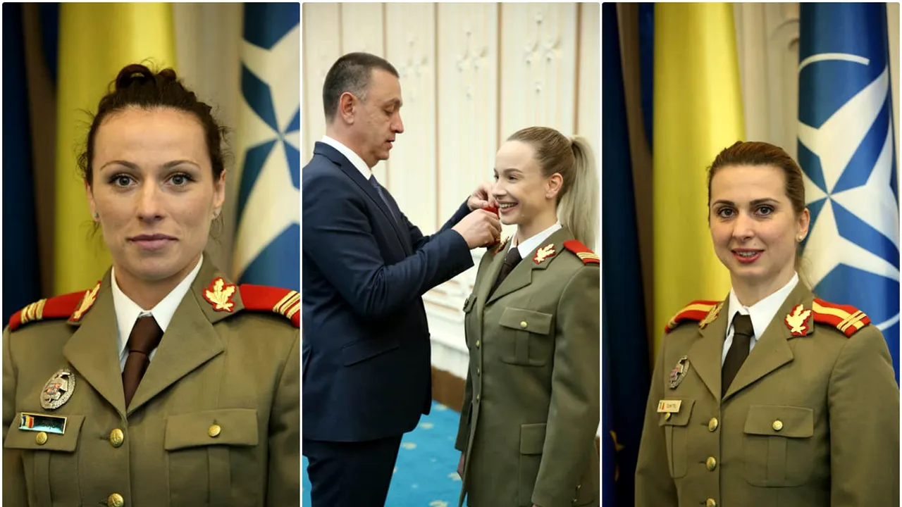 IMAGINEA ZILEI | Trei fete de aur ale sportului românesc, moment emoționant la sediul MApN, sub privirile colonelului Petrea
