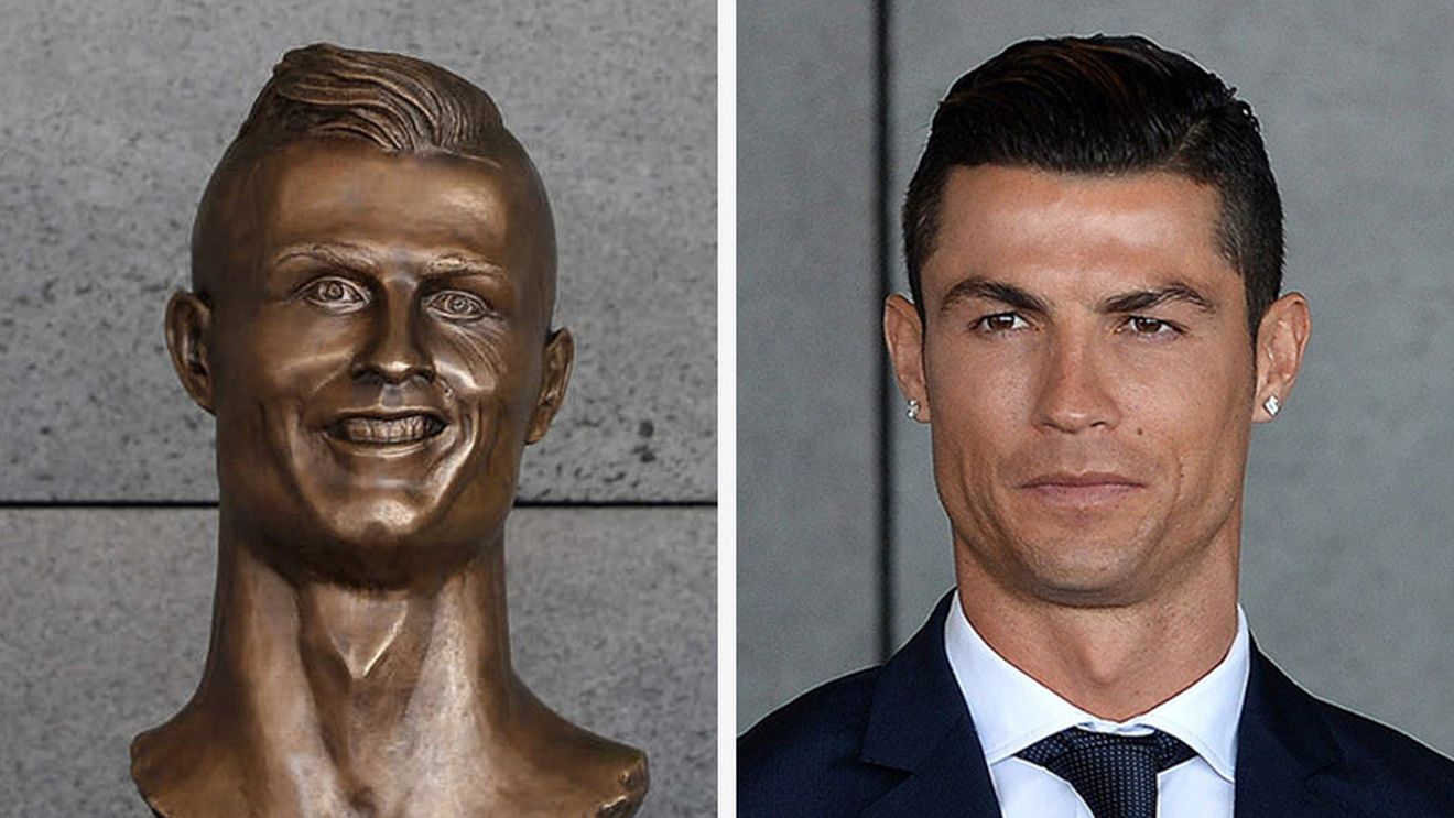 Statuia lui Ronaldo care i-a făcut pe toți să râdă a fost recondiționată. FOTO | Cum arată acum