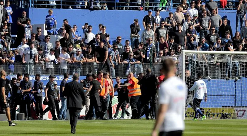 Haos în Corsica! VIDEO | BĂ‚TUȚI de fanii lui Bastia, jucătorii lui Lyon nu au vrut să înceapă meciul! UPDATE: Partida a fost abandonată după 45 de minute. Fanii gazdelor au scăpat de sub control la pauză