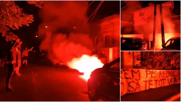 VIDEO | Au transformat noaptea în zi! Suporterii lui Dinamo au luat cu asalt casa lui Bogdan Bălănescu: "arsenalul" cu care s-au prezentat
