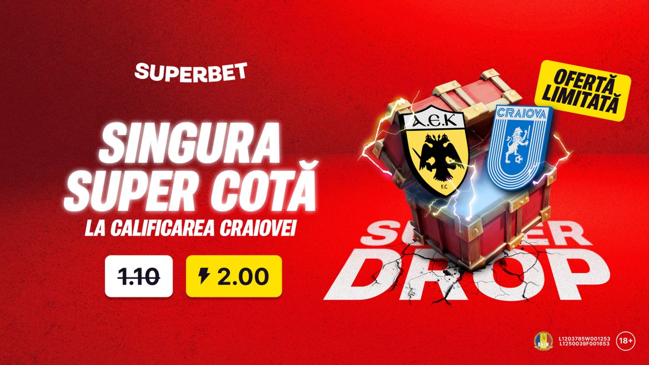 Advertorial. Super Drop într-o zi mare pentru Universitatea Craiova: cotă 2.00 pe Superbet pentru calificare!