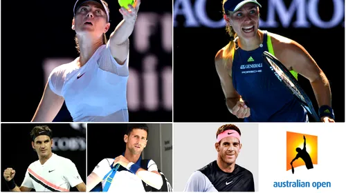 Australian Open | Tabloul complet al ‘optimilor’. Cine o oprește pe Kerber? Șarapova a rezistat doar 65 de minute! „Trebuie să fie ea favorita la titlu”. Tecău și Rojer, învinși de Hewitt și Groth. Adversară de 20 de ani pentru Halep. Surprize: Zverev, Radwanska și Del Potro sunt OUT, Djokovic dă emoții