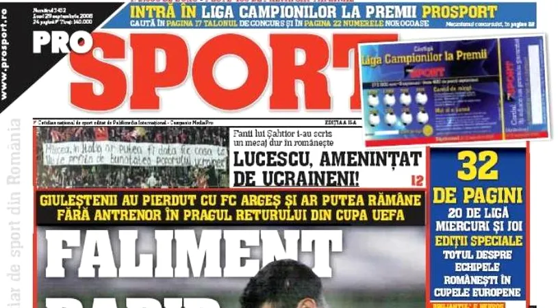 ProSport a anunțat în urmă cu 3 săptămâni destrămarea Rapidului!