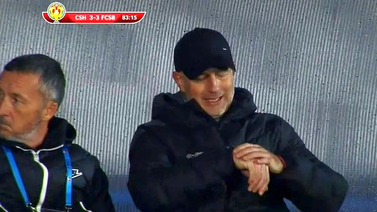 Edi Iordănescu, surprins de camerele de filmat după golul egalizator al celor de la CS Hunedoara! Cum a reacționat antrenorul de la FCSB | FOTO & VIDEO
