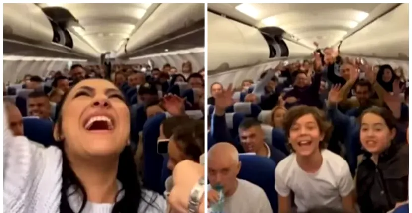 VIDEO / Andra a făcut show în avion, înainte de Crăciun. Clipul a devenit viral: „La înălţime”