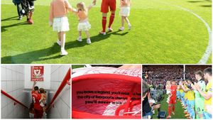 FOTO + VIDEO | "Pleci asemenea unei legende, te vei întoarce erou". Coregrafie emoționantă înainte de ultimul meci al lui Gerrard pe Anfield