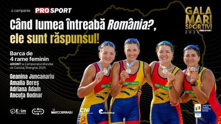 Echipajul României de canotaj la barca 4 rame feminin, premiat la Gala Mari Sportivi ProSport pentru argintul mondial din 2025!