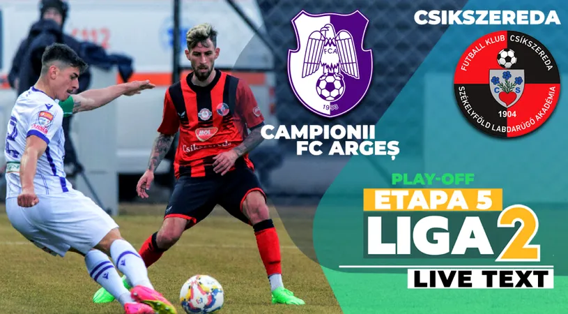 CFC Argeș execută Csikszereda, îi produce primul eșec în play-off și poate spera inclusiv la primul loc în Liga 2. Robert Moldoveanu, omul jocul de la Mioveni