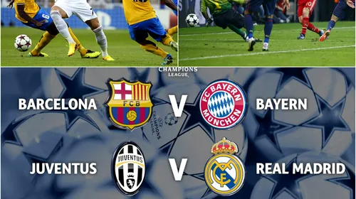 Semifinalele Champions League: Barcelona – Bayern, Juventus – Real Madrid! Guardiola revine pe Camp Nou!  Napoli – Dnepr și Sevilla – Fiorentina, meciurile pentru un loc în finala Europa League