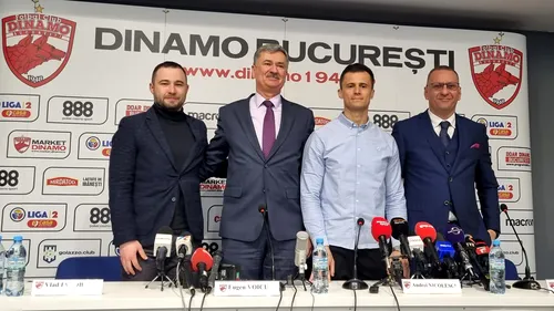 VIDEO | Dinamo și-a prezentat noii acționari majoritari. Eugen Voicu: ”Vrem să schimbăm puțin abordarea pe care o vedeți în mod obișnuit în administrarea cluburilor de fotbal din România”