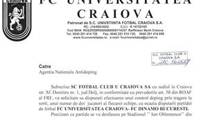 Craiova a cerut control antidoping pentru meciul cu Dinamo!